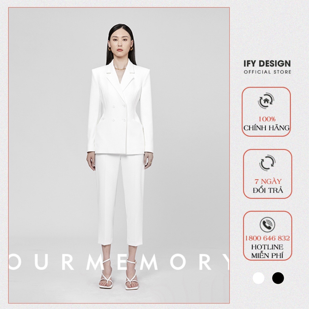 Áo vest nữ, áo khoác vest blazer nữ trơn trắng, đen dáng ôm 2 túi cơi trước IFY Design FS202A