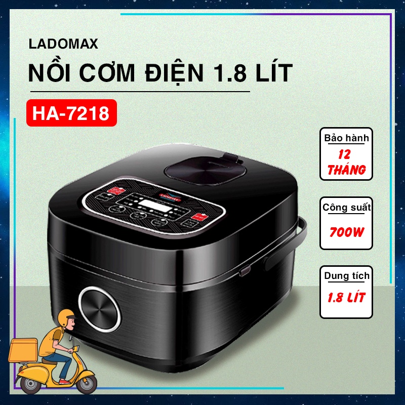 Nồi cơm điện Ladomax , dung tích 1,8L + 1.2L, 700W, Lòng niêu men chống dính cao cấp, kết hợp nhiều chế độ