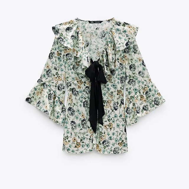 (Sẵn) Áo sơ mi hoa Zara auth canh sale, kèm ảnh thật
