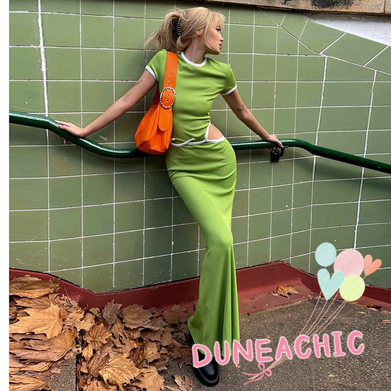 Đầm DUNEA tay ngắn cổ tròn dáng ôm thiết kế đơn giản thời trang dành cho nữ