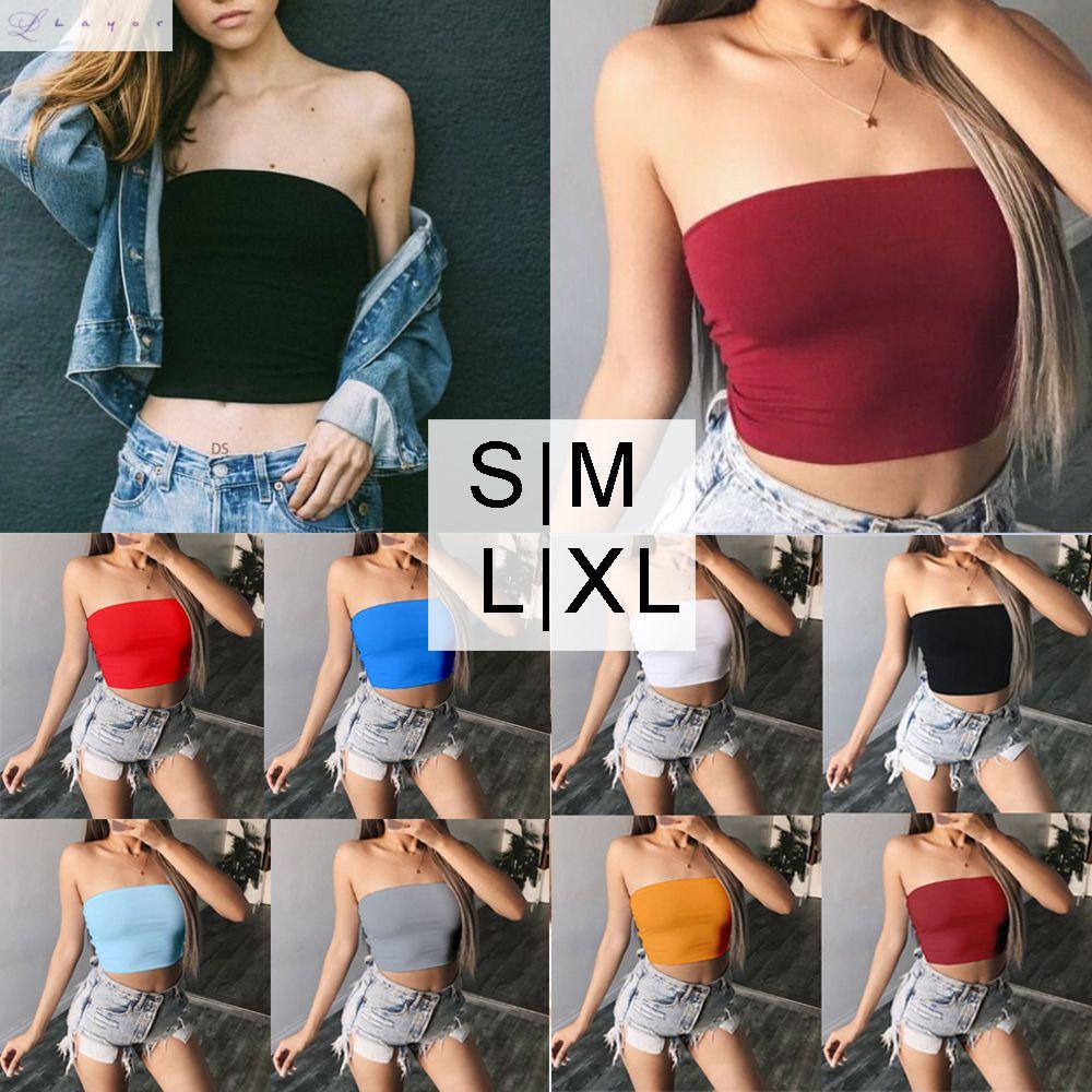 Áo Ống Croptop Không Dây Nhiều Màu Sắc Thời Trang Mùa Hè Quyến Rũ Cho Nữ