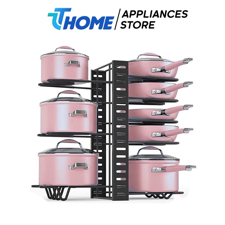 Kệ úp xoong nồi bằng kim loại không rỉ 8 tầng cao cấp đa năng, kệ để đồ tiết kiệm diện tích TT-HOME
