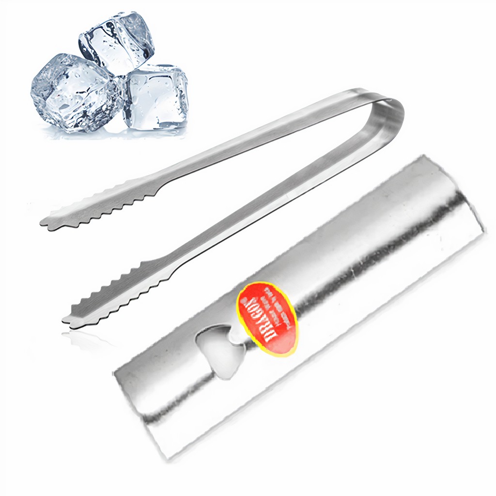 ComBo Cây Gắp Đá + Cây Đập Đá Inox (2IN1). Inox Đặc, Chắc Tay. Thiết Kế Đầu Khui Nắp Bia, Móc Treo Bảo Quản