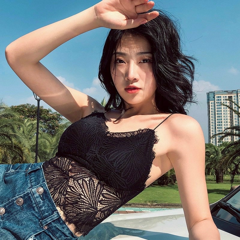 Áo Ren hai dây mảnh mẫu cực mới có màu TRẮNG -XANH -VÀNG - ĐEN