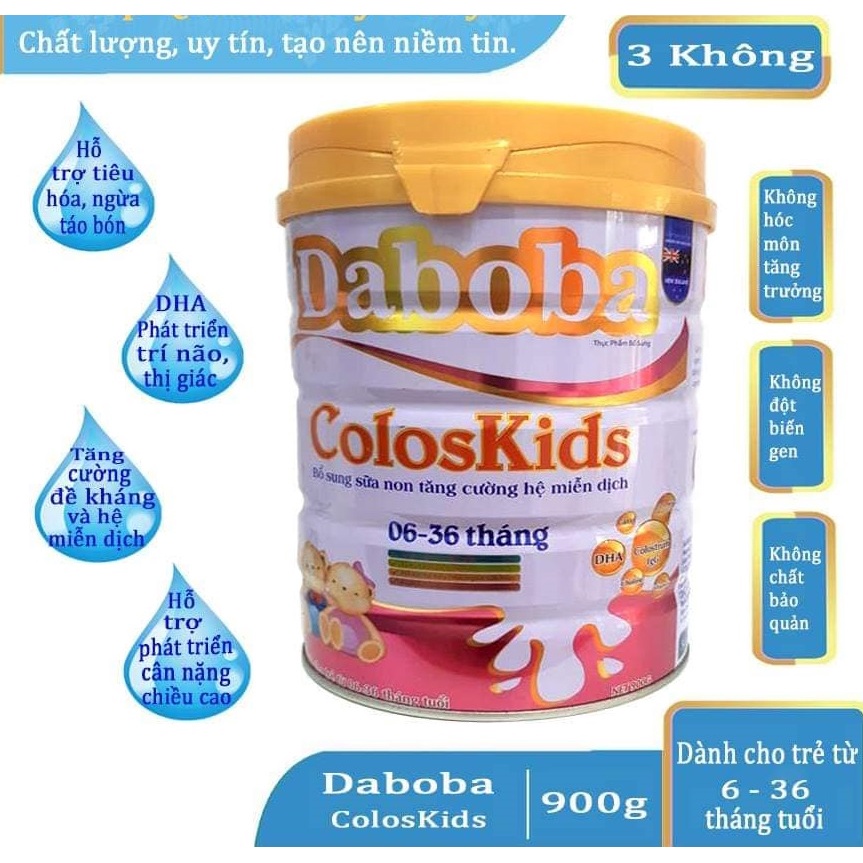 Sữa dành cho trẻ từ 6-36 tháng tuổi Daboba Coloskids 900g - Miễn dịch khỏe, tăng cân, ngừa táo bón