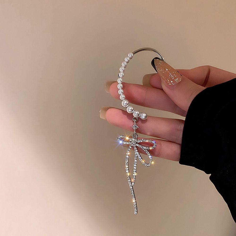 Bông Tai Dạng Móc Hình Nơ Bằng Kim Loại Lấp Lánh Sang Trọng MXMUSTY|Khuyên Tai Nữ Kiểu Dáng Thời Trang Thanh Lịch