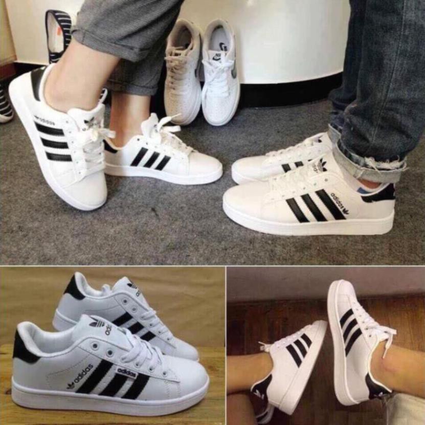 ( BH 1 đổi 1 )  Mới Nhất -  Giày Adidas Superestar Mũi trơn trắng sọc đen " :; : 2021 ' " ! ⁿ