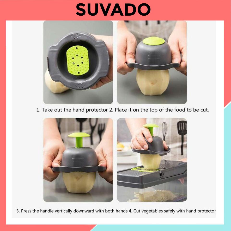 Bộ cắt rau củ trái cây đa năng có nắp tích hợp dao cắt thái gọt nạo bào sợi  hạt lựu  tiện lợi TM088 SUVADO