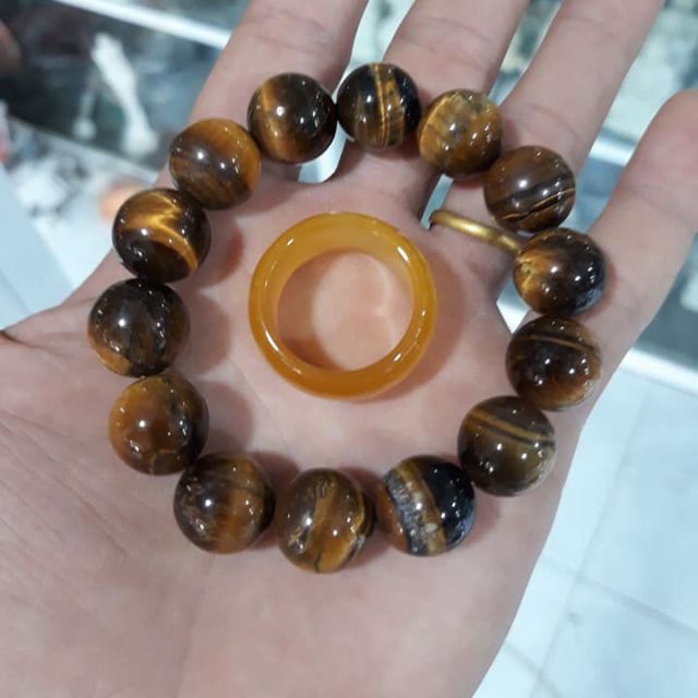 Combo vòng tay ĐA M.HỔ và nhẫn ĐA M.Não Màu Vàng