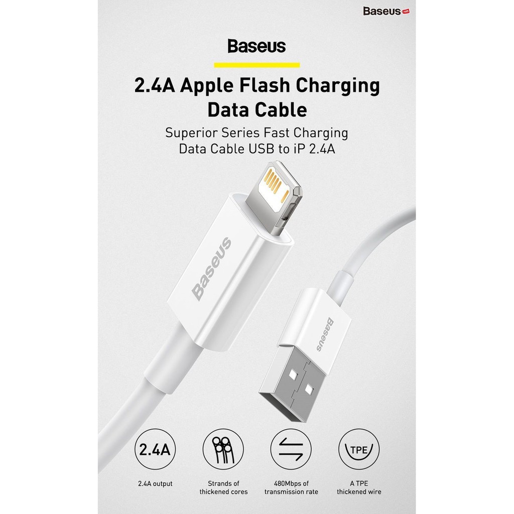 Cáp sạc iPhone ngắn 25cm cho sạc dự phòng Baseus