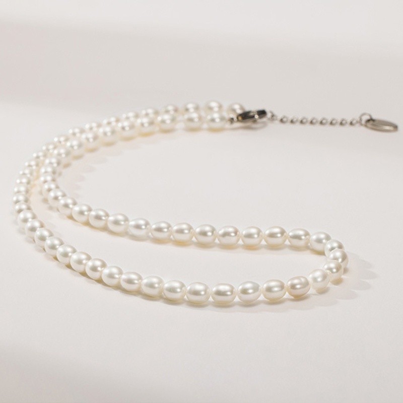 Vòng cổ Đính Hạt Ngọc Trai Hình Oval Phong Cách Âu Mỹ Thanh Lịch Thời Trang