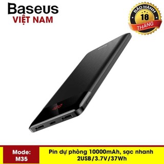 Pin dự phòng M35 cao cấp dung lượng 10000mAh thiết kế đẹp độc đáo siêu mỏng có màn hình LCD báo dung lượng Pin