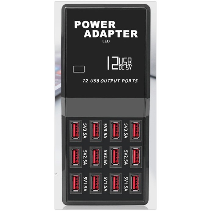 Sạc điện thoại 5V - 12 cổng USB (4 cổng 3.5A, 4 cổng 2.5A, 4 cổng 1.5A)