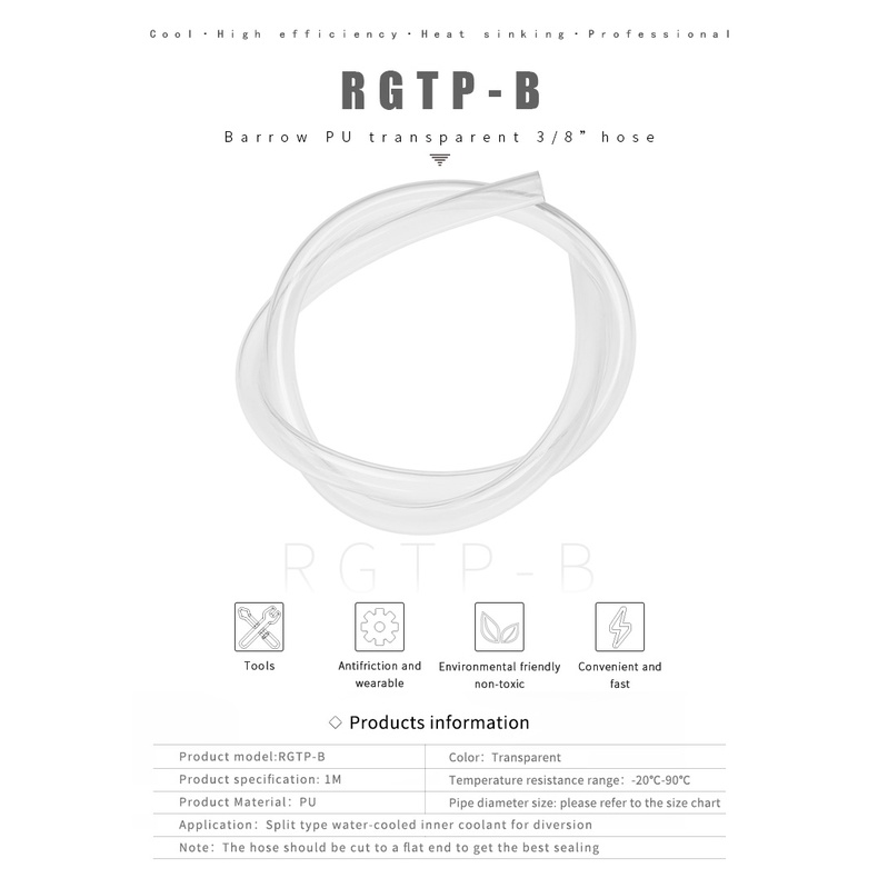 Ống mềm trong suốt cho tản nhiệt nước 9.5x12.7 Barrow RGTP-B