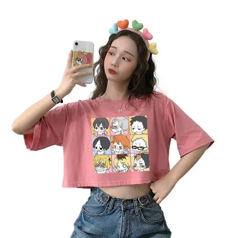 Áo Thun Crotop Form Rộng Tay Ngắn Chất Cotton Mền Mại In Hình 4 Chàng Trai Junior Ulzzang Style Hàn Quốc TTT0135