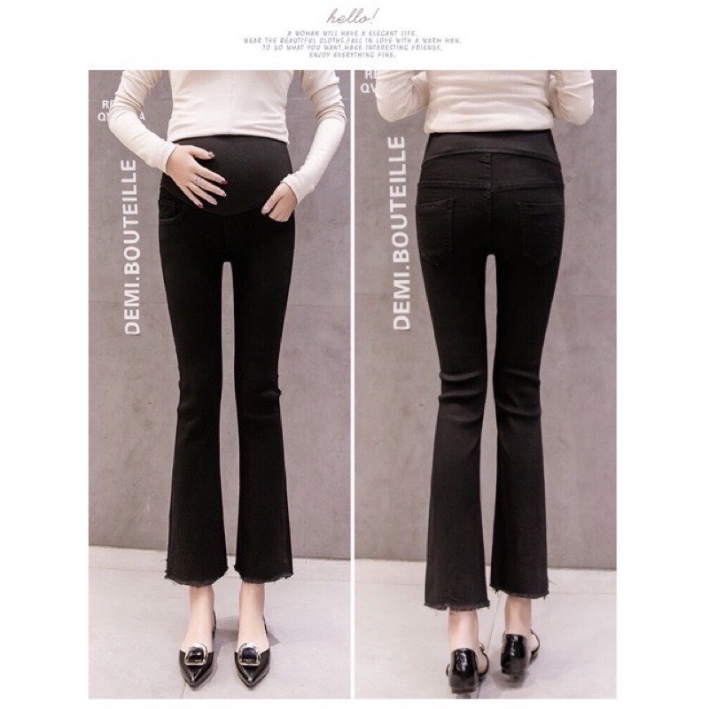 Sẵn hàng🤰quần jean bầu ống loe co giãn siêu đẹp