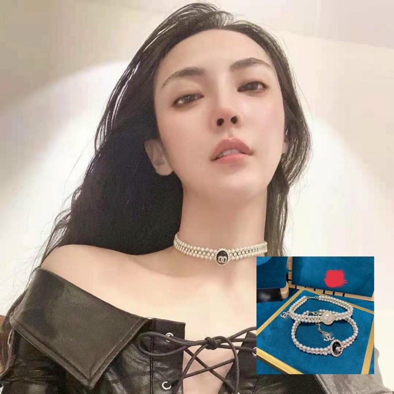 Vòng cổ ngọc nhân tạo phối đá xinh .hót trend