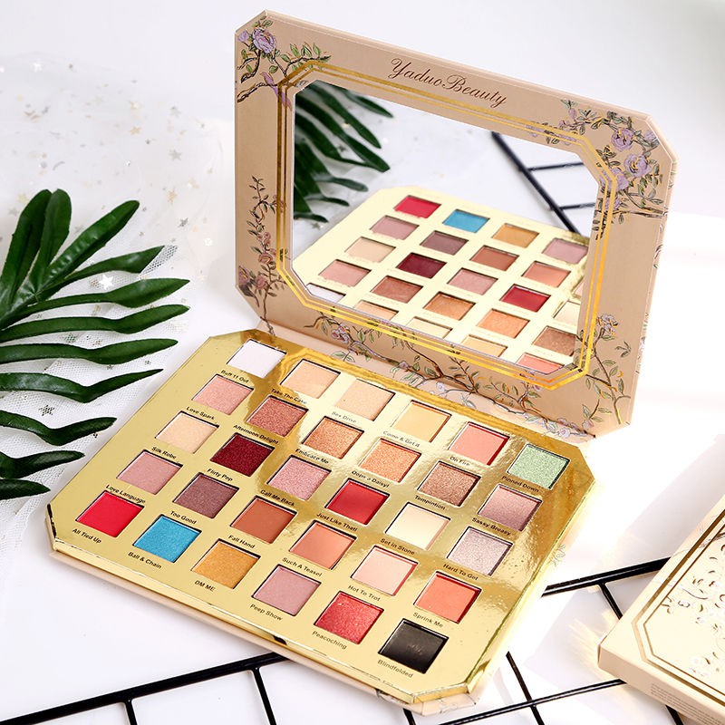 Bảng Phấn Mắt Bóng Lưu vực net red with the same matte pearl burgundy eye shadow student peach blossom makeup earth color palette