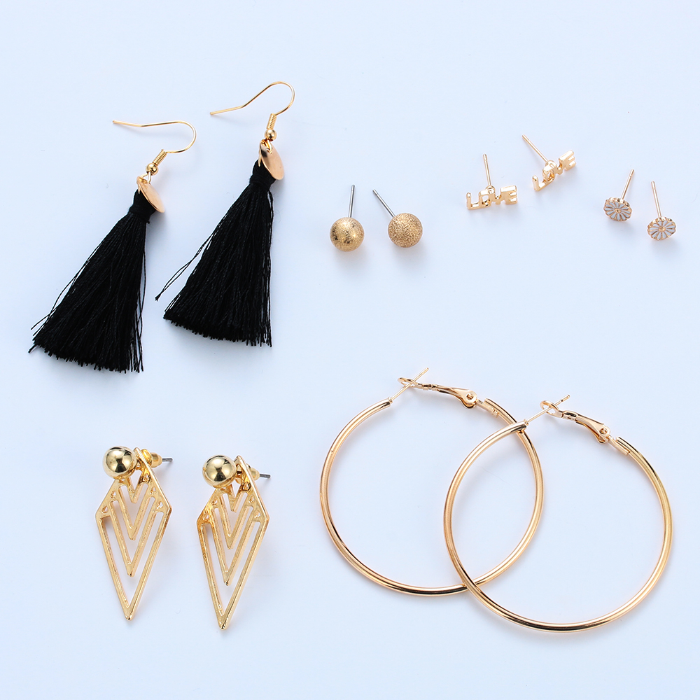 Bộ 6 Đôi Khuyên Tai Phong Cách Cổ Điển Cho Nữ