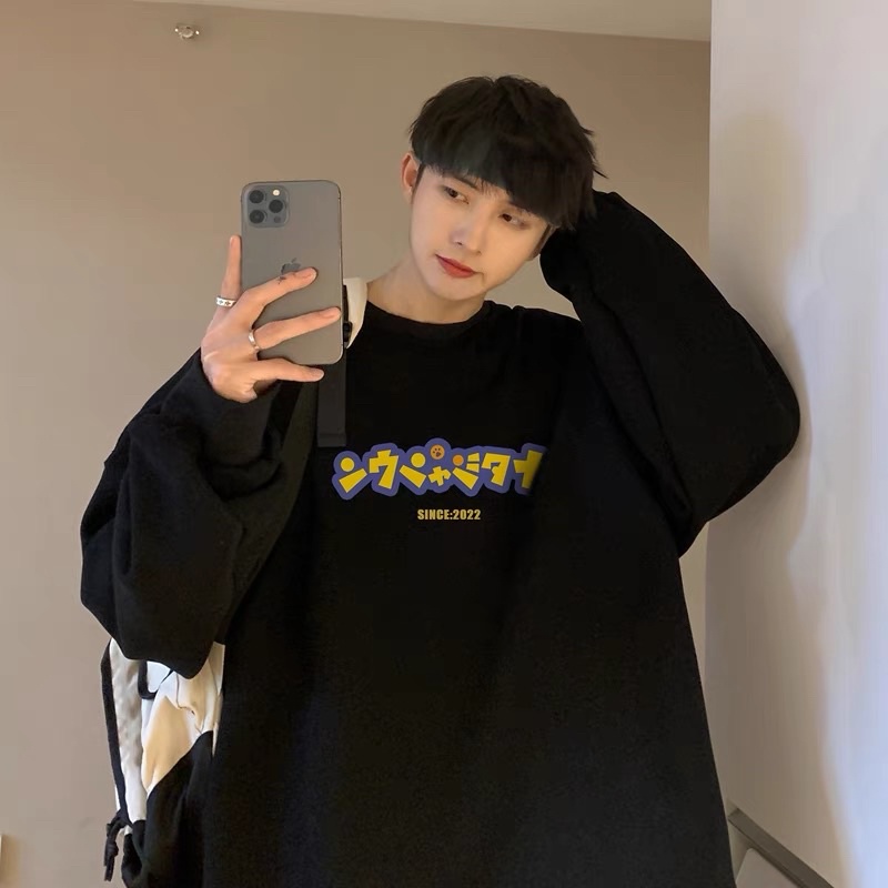 Áo Sweater Nỉ Bông Chữ Vàng Tay Dài Unisex