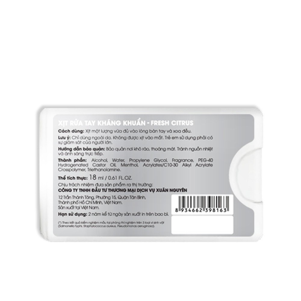 Xịt rửa tay Tâm Thiện Chí kháng khuẩn Bubble