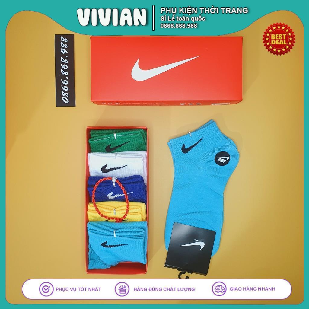 Vớ Nike cổ ngắn [ Hộp 5 đôi ] Tất ngắn nam nữ nhiều lựa chọn màu sắc sang trọng trẻ trung Quà tặng phụ kiện