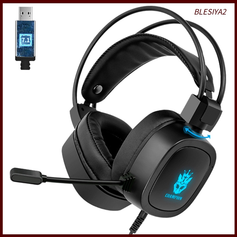 [BLESIYA2] S100 Gaming Headphone Wired 7-LED with Microphone for Computer Black 3.5mm