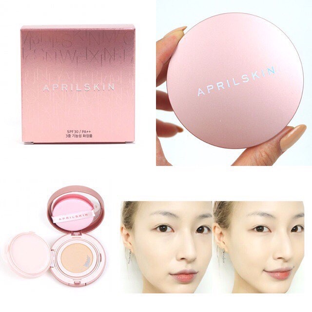 Phấn nước April Skin Magic Snow Cushion Pink SPF50++ PA++(auth)