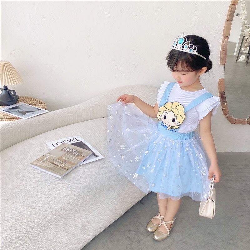 Đầm Công Chúa Vải Lưới Phồng Thời Trang Xuân Hè Hàn Quốc 2022 Cho Bé Gái