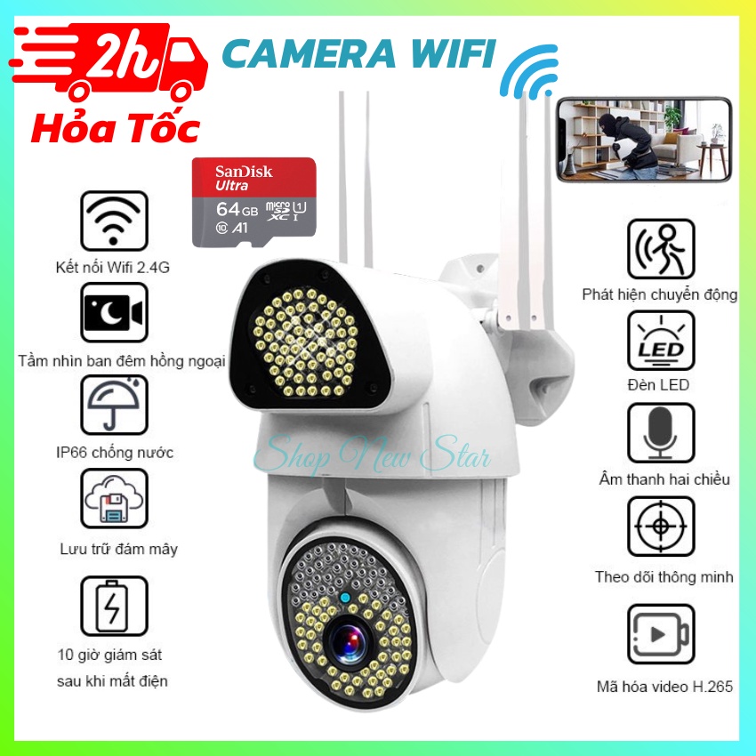 Cammera wifi trong nhà và ngoài trời V380 PRO - Camera an ninh giám sát, theo dõi chuyển động con người, kamera mini
