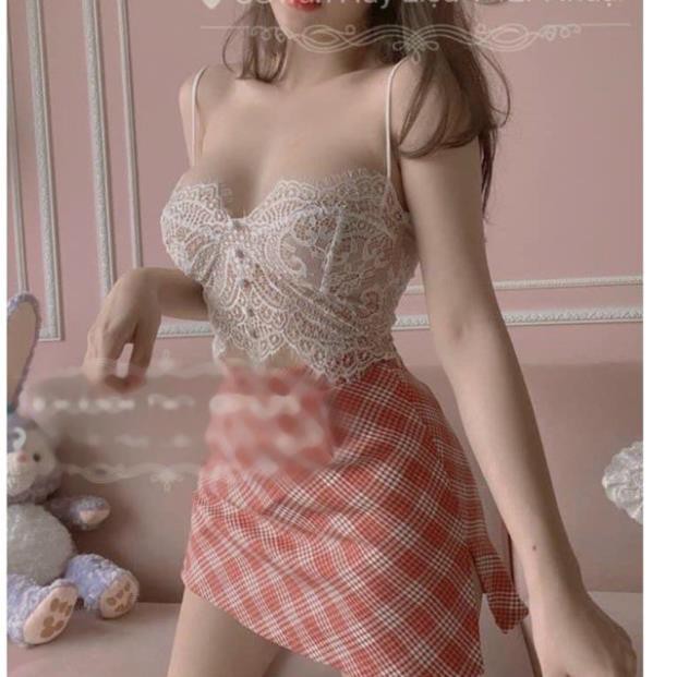 Áo 2 Dây Corset Phối Ren Áo Lót Trong Áo Ngực Kiểu Sexy Đen Trắng Nude DRAHD02 Mys Aloha Kill System