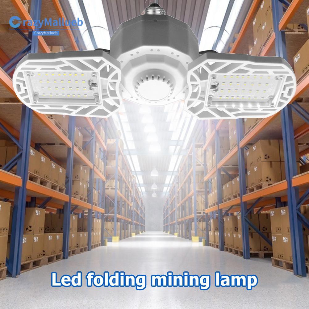 Crazymallueb❤New 360 Degree LED Garage Lights E27 30/40/60/80W Deformable Ceiling Lights 3 Panel Adjustable for Garage