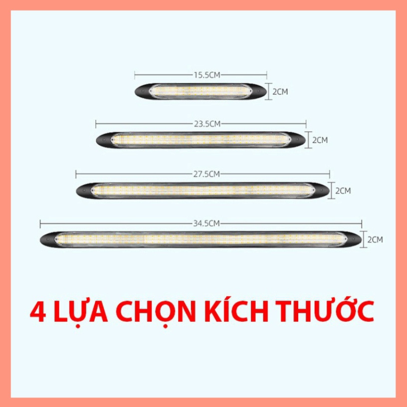 Đèn LED Định Vị Ban Ngày DRL CAO CẤP Kiêm Xi Nhan Đuổi (kiểu Audi) Hiệu Ứng Quét Khi Khởi Động Xe, nhiều kích thước