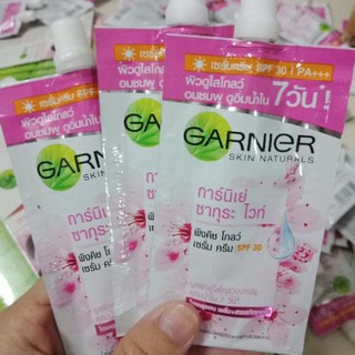 Gói dùng thử dưỡng trắng và chống nắng Garnier Thái Lan - Halido - Gói kem Garnier Hồng dùng thử