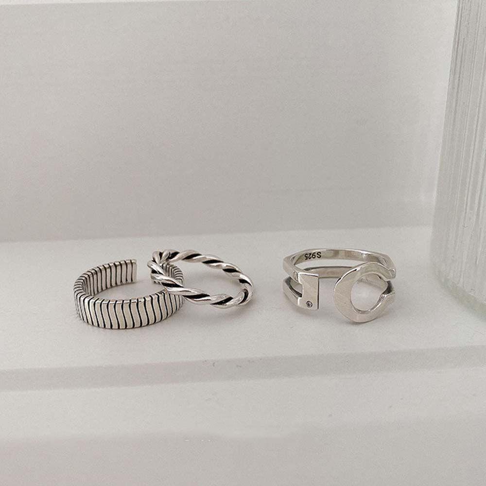 Nhẫn Hở Họa Tiết Kẻ Sọc Phong Cách Punk Thời Trang Cho Nữ|Trang Sức Ngón Tay Màu Sắc