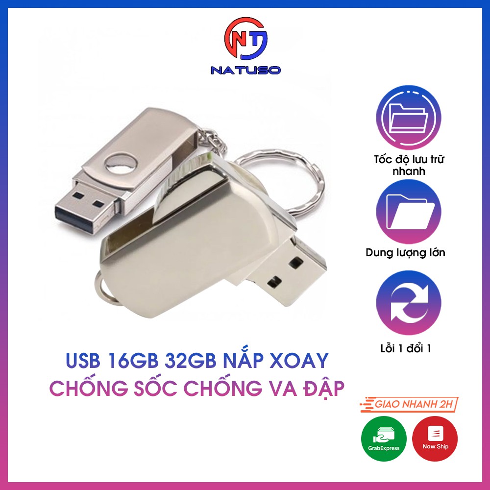 USB 16GB 32GB nắp xoay chống sốc chống va đập hình móc khóa nhỏ gọn không rỉ sét, phai màu | BigBuy360 - bigbuy360.vn