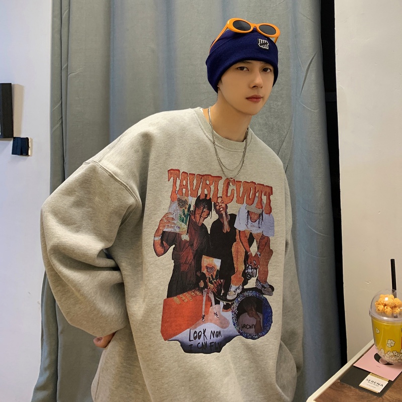 Áo Thun Tay Dài Cổ Tròn Dáng Rộng Phong Cách Hip Hop Âu Mỹ Thời Trang Mùa Thu Năng Động Trẻ Trung