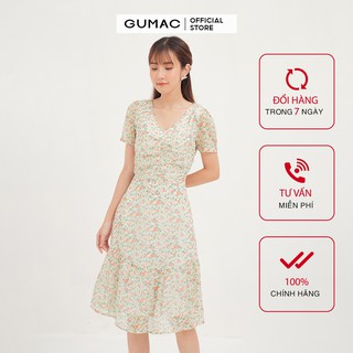 Đầm nữ nhún tầng cổ V GUMAC DA1293