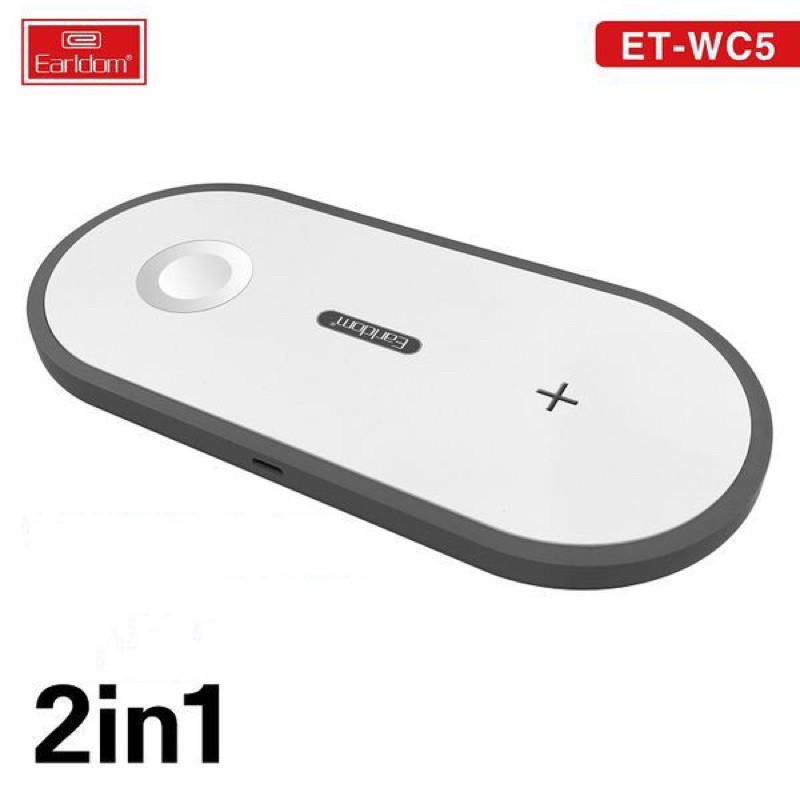 Đế sạc không dây 2 trong 1 vừa sạc iphone và cả đồng hồ apple wach, tai airpod công nghệ sạc điện nhanh Earldom wc5 KLH