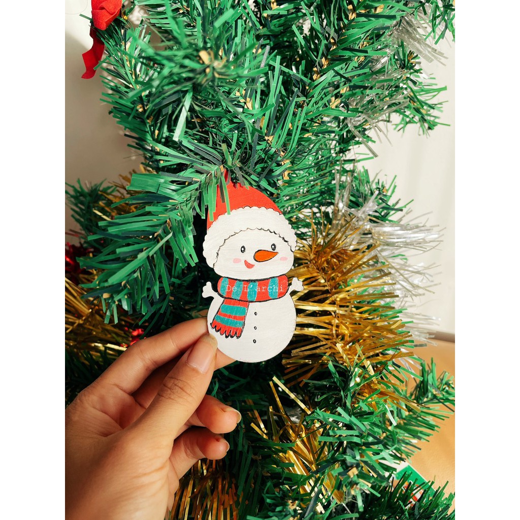 Set 20 món trang trí Noel bằng gỗ, vẽ thủ công màu siêu bền đẹp