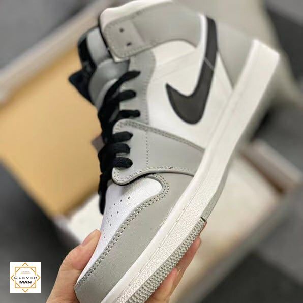 (FREESHIP+FULLBOX) Giày Thể Thao AIR JORDAN 1 Retro High Light Smoke Grey Cao Cổ Xám Logo đen Clever Man Store