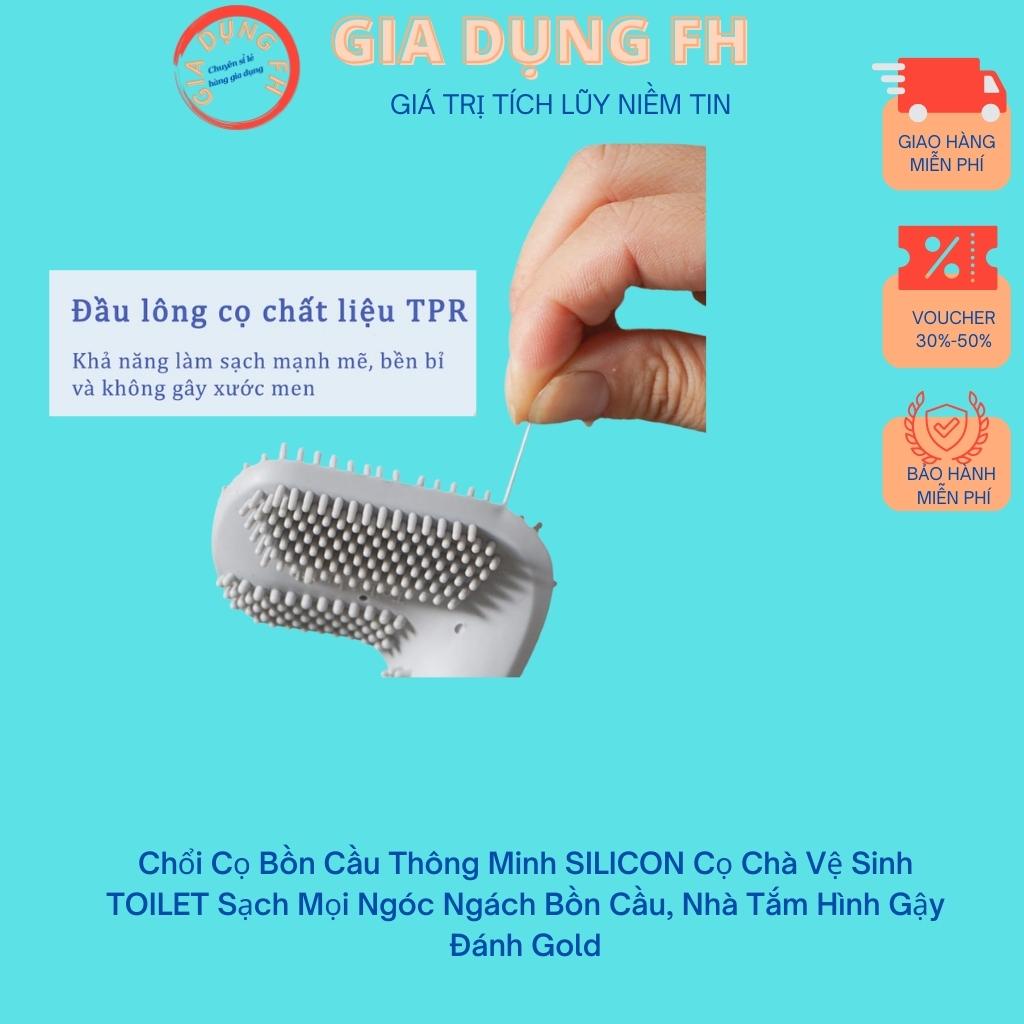 Chổi Cọ Bồn Cầu Thông Minh SILICON Cọ Chà Vệ Sinh TOILET Sạch Mọi Ngóc Ngách Bồn Cầu, Nhà Tắm Hình Gậy Đánh Gold