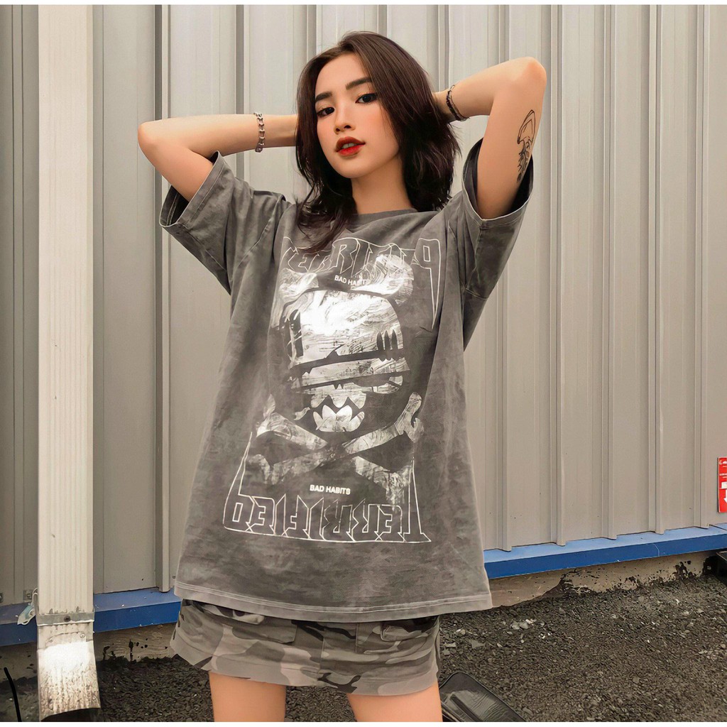 Áo Thun Unisex Bad Habits Terrified Washed 100% Cotton - Local Brand Chính Hãng | BigBuy360 - bigbuy360.vn