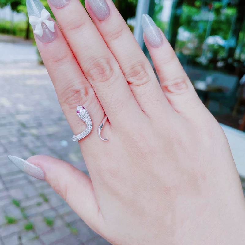 Nhẫn bạc hở con rắn cá tính tùy chỉnh size theo yêu cầu DaLiA Jewelry nhẫn bạc ý 925