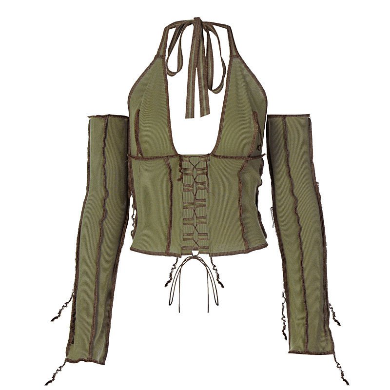 Áo Thun Tay Lỡ Phối Ren Tua Rua Phong Cách Đường Phố Quyến Rũ