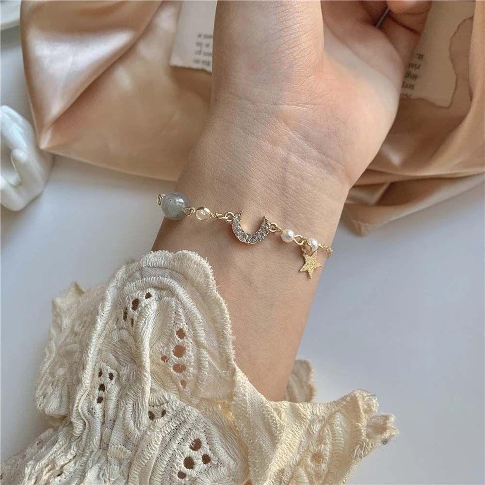 Vòng Đeo Tay Họa Tiết Mặt Trăng Ngôi Sao Phong Cách Hàn Quốc Thời Trang Cho Nữ|Vòng Tay Tình Bạn Đính Đá Zircon Nhiều Màu