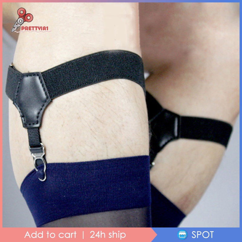 [PRETTYIA1] Pair Mens Sock Suspenders Garter Hold Up Braces Elastic Clip Grip Adjustable