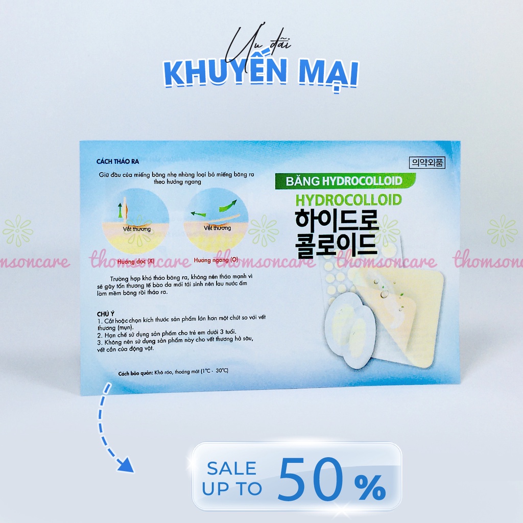 Miếng dán hút mụn, làm lành vết thương Somaderm từ Hàn Quốc, hộp 1 miếng trong suốt có thể cắt nhỏ