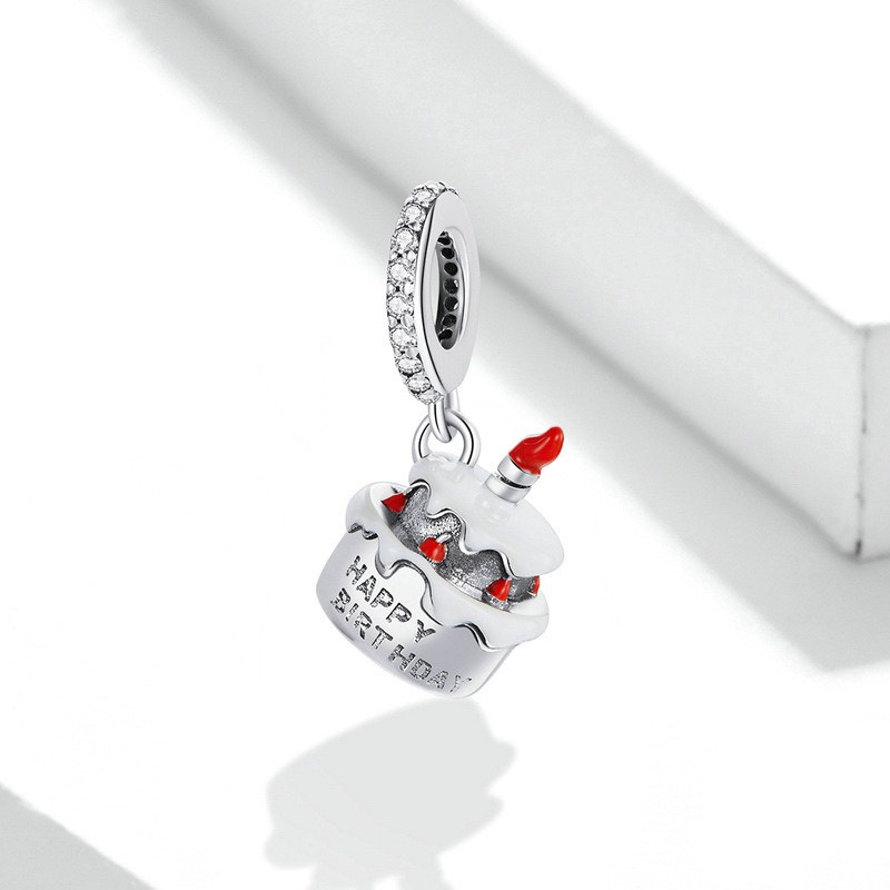 Charm bạc H.A.S hình bánh sinh nhật happy - Hạt charm bạc thời trang