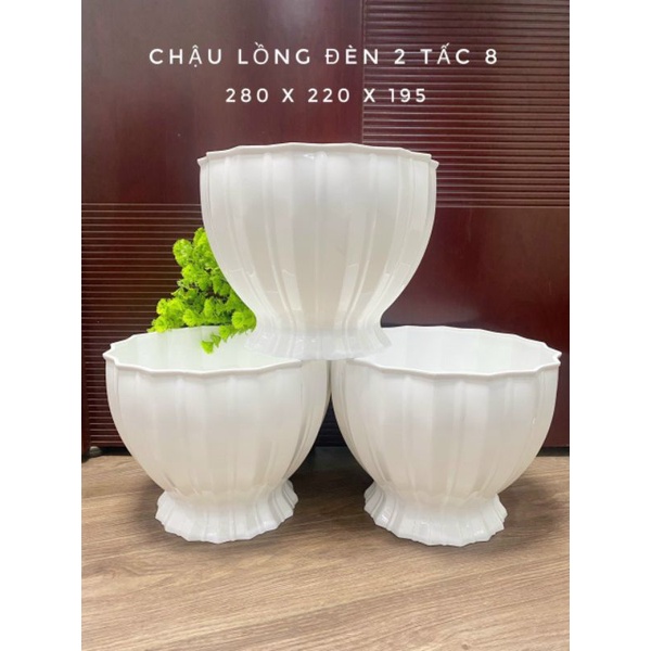 Chậu nhựa Lồng Đèn tráng men giả sứ 2 size trồng hoa, cây cảnh siêu xinh, bền, xịn